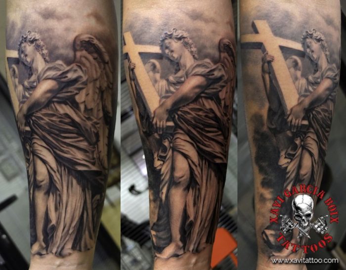 xavi garcia boix tattoo retrato realismo portrait realism tatuaje valencia diversos random angelo sculpture escultura