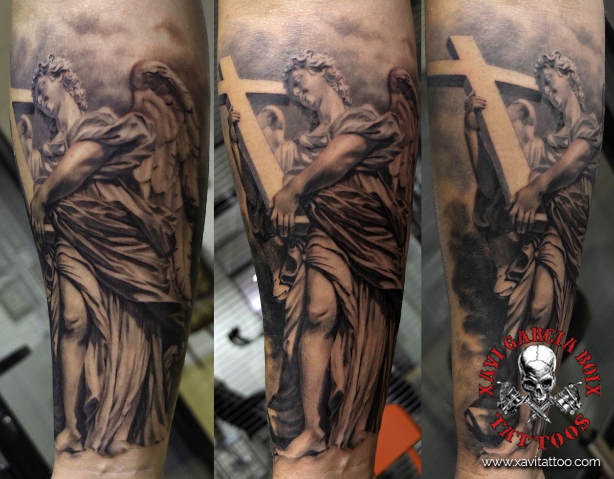 xavi garcia boix tattoo retrato realismo portrait realism tatuaje valencia diversos random angelo sculpture escultura