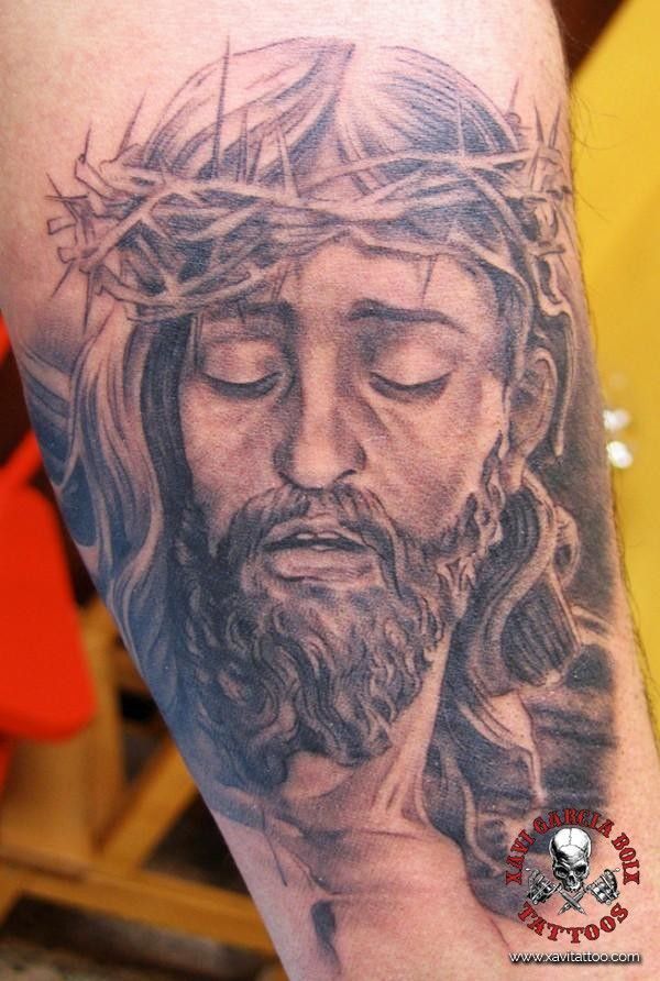 xavi garcia boix tattoo retrato realismo portrait realism tatuaje valencia diversos random jesucristo jesus cristo christ cristianismo christianism