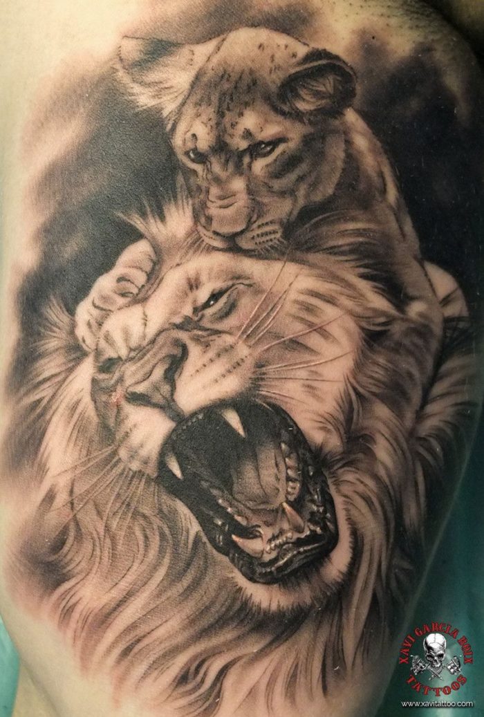 xavi garcia boix tattoo retrato realismo portrait realism tatuaje valencia diversos random leon-y-cachorro naturaleza animales nature animals