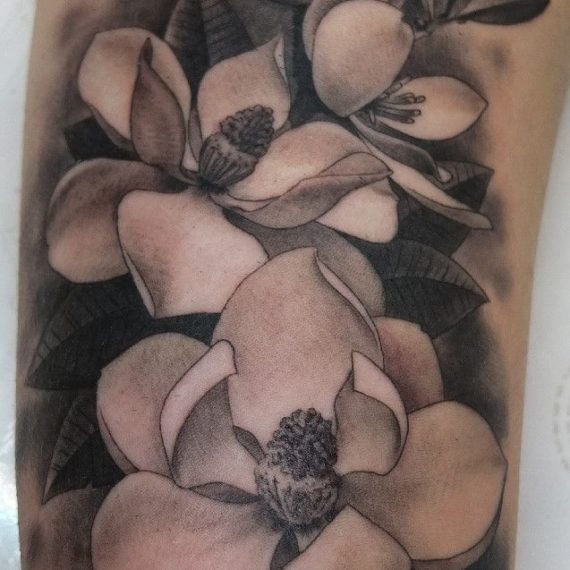 xavi garcia boix tattoo retrato realismo portrait realism tatuaje valencia diversos random magnolias naturaleza animales nature animals flowers flores