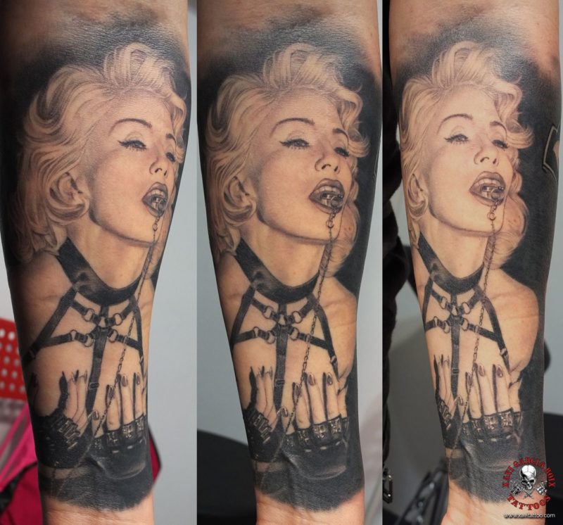 xavi garcia boix tattoo retrato realismo portrait realism tatuaje valencia tatuajes personajes famosos famous characters MADONNA-03