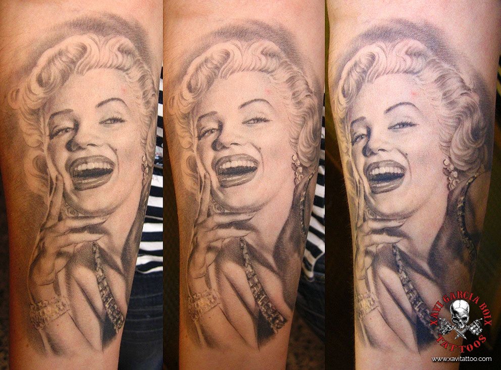 xavi garcia boix tattoo retrato realismo portrait realism tatuaje valencia tatuajes personajes famosos famous characters MARILYN-MONROE-01