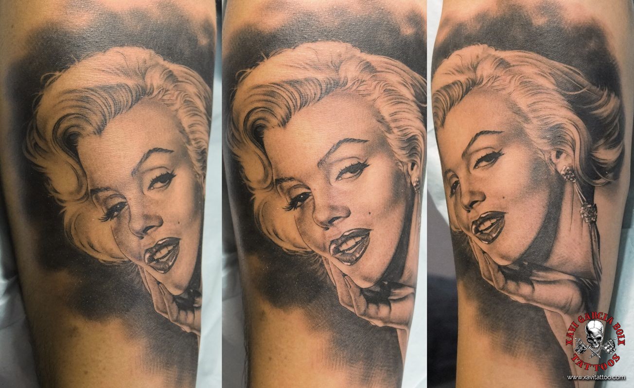 xavi garcia boix tattoo retrato realismo portrait realism tatuaje valencia tatuajes personajes famosos famous characters MARILYN-MONROE-03