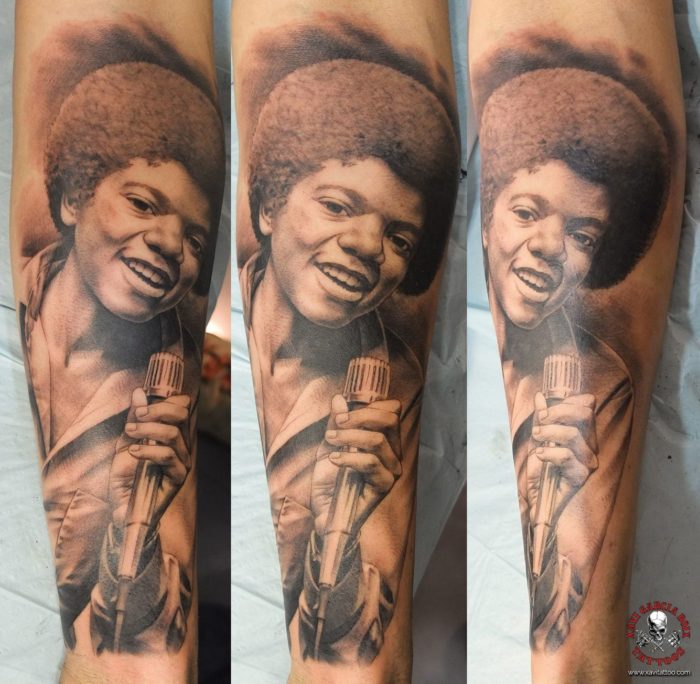 xavi garcia boix tattoo retrato realismo portrait realism tatuaje valencia tatuajes personajes famosos famous characters MICHAEL-JACKSON-02