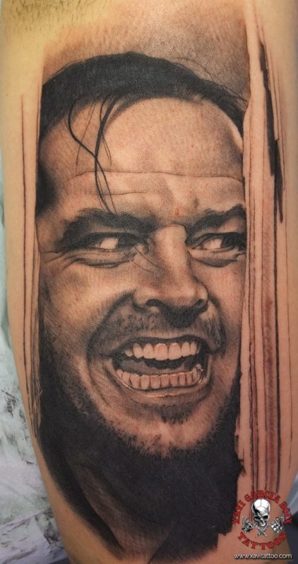 xavi garcia boix tattoo retrato realismo portrait realism tatuaje valencia tatuajes personajes famosos famous characters el resplandor jack nicholson