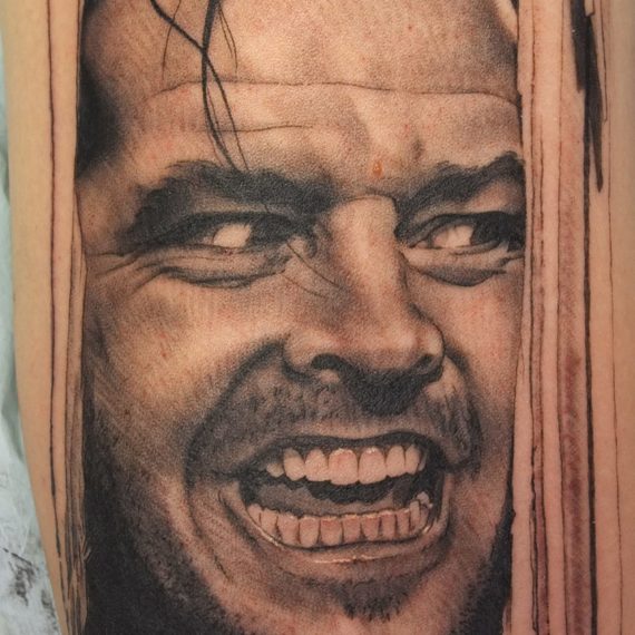 xavi garcia boix tattoo retrato realismo portrait realism tatuaje valencia tatuajes personajes famosos famous characters el resplandor jack nicholson