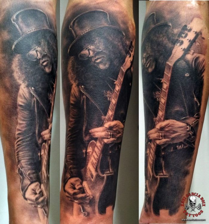 xavi garcia boix tattoo retrato realismo portrait realism tatuaje valencia tatuajes personajes famosos famous characters guns and roses slash-01