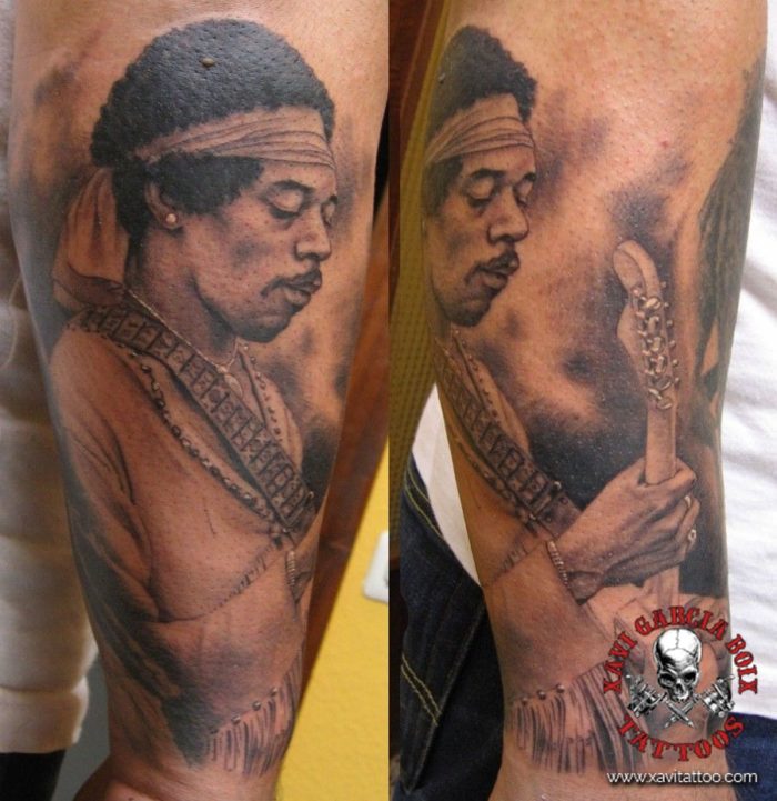 xavi garcia boix tattoo retrato realismo portrait realism tatuaje valencia tatuajes personajes famosos famous characters jimmy hendrix 02