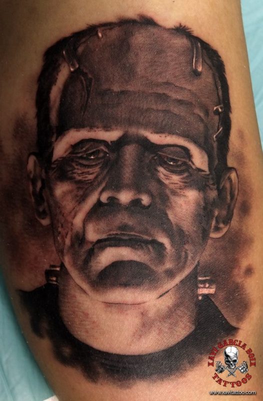 xavi garcia boix tattoo retrato realismo portrait realism tatuaje valencia tatuajes personajes famosos famous characters karloff frankestein 01