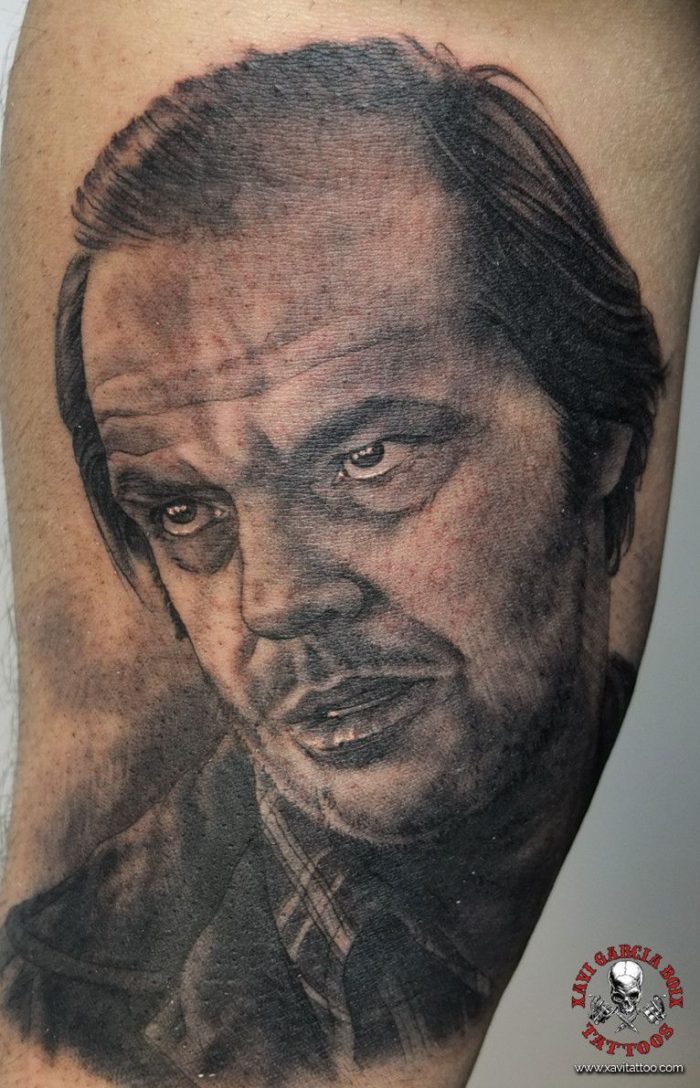 xavi garcia boix tattoo retrato realismo portrait realism tatuaje valencia tatuajes personajes famosos famous characters resplandor jack nicholson